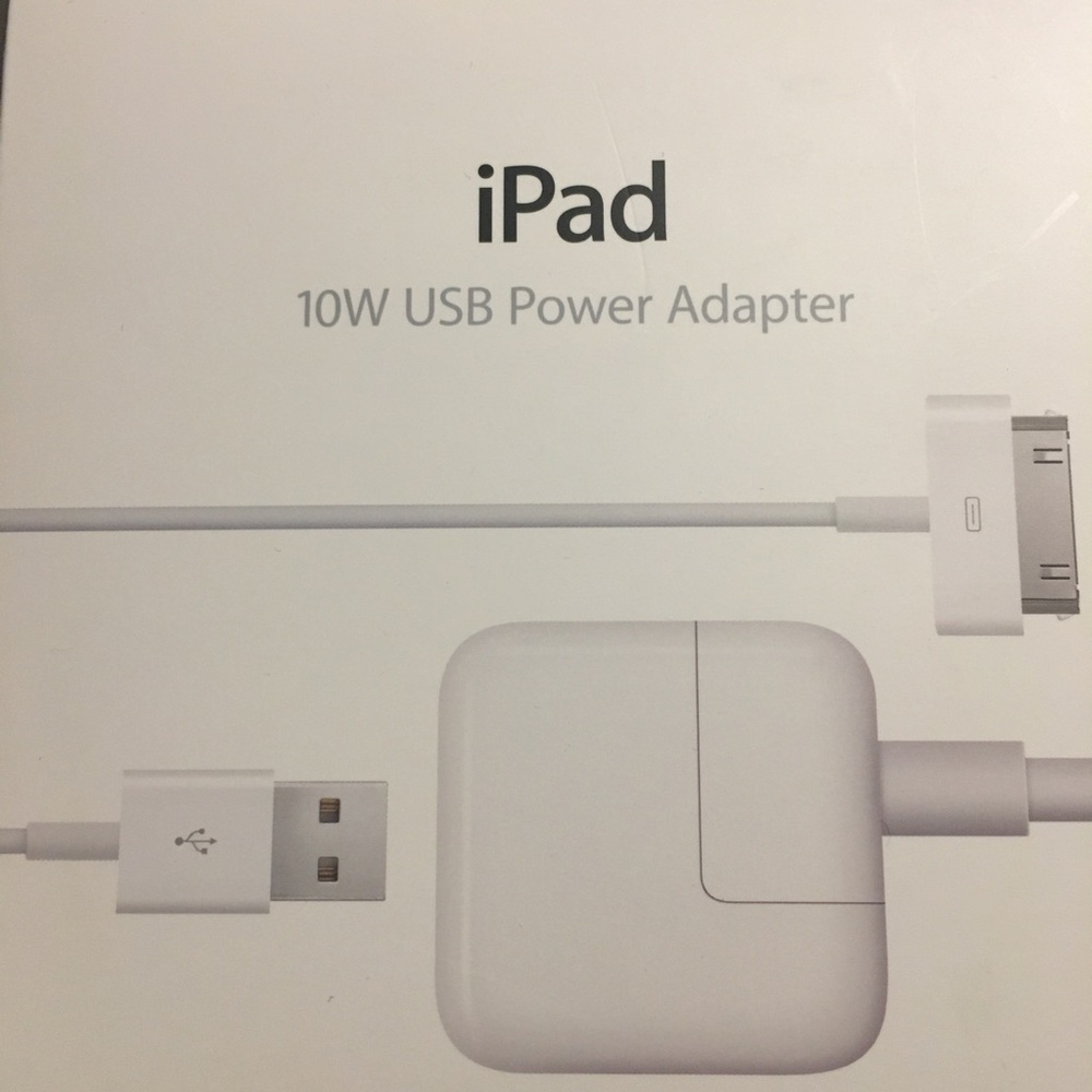 New iPad 10w power adapter. The cable is for old model of iPad First generation